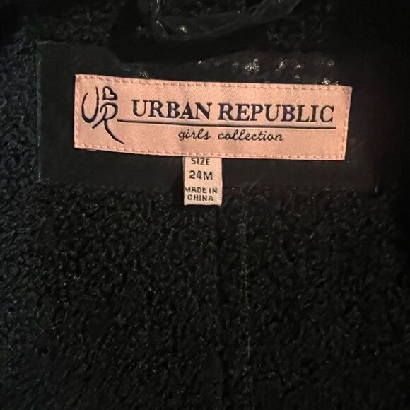 Urban Republic Toddler Girls Black Moto Jacket Zipper Faux Leather Shearling 24M - Picture 4 of 6